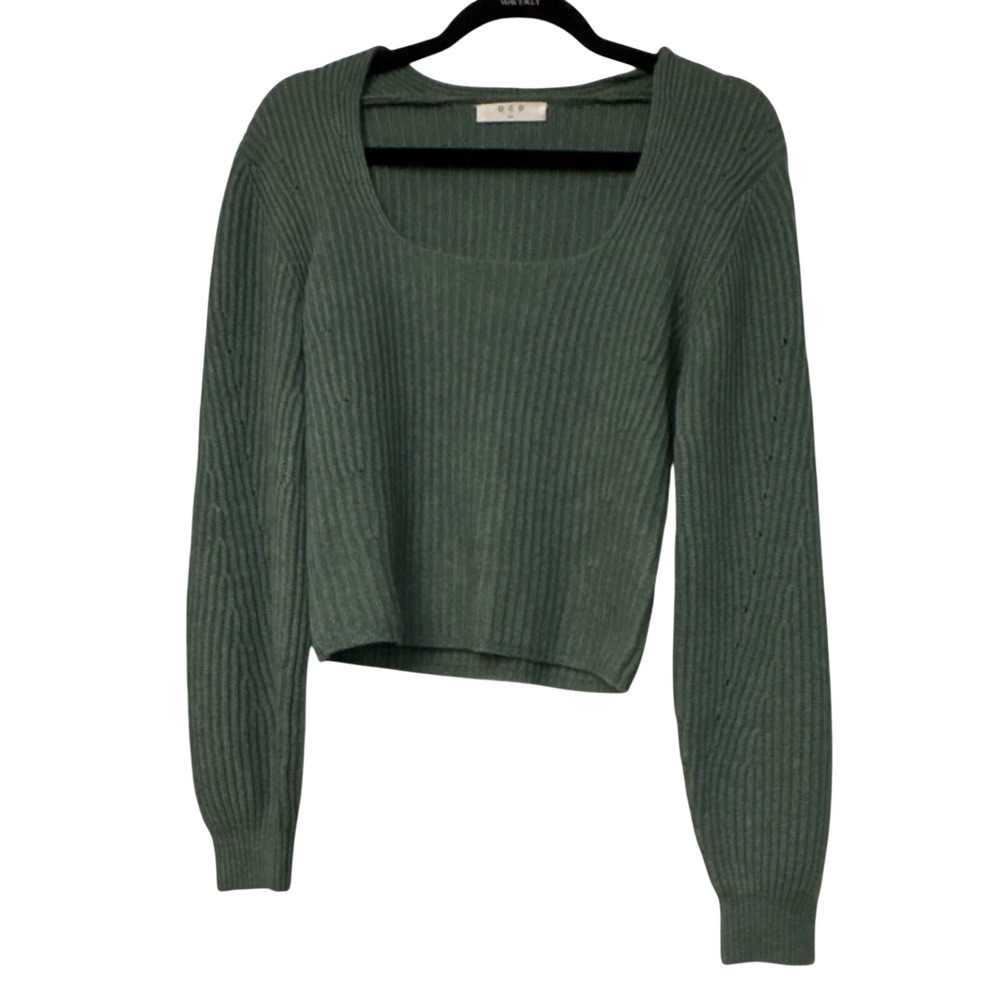 OGD‎ Sage Green Ribbed Knit Merino Wool Blend Sweater XS | Soft Minimalist Cozy